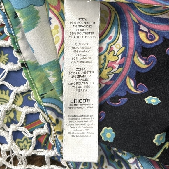 Chico’s Retro Paisley Fringe Tunic Size 2P Medium - Picture 9 of 13